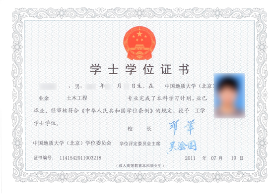 中國(guó)地質(zhì)大學(xué)專升本遠(yuǎn)程教育本科畢業(yè)證
