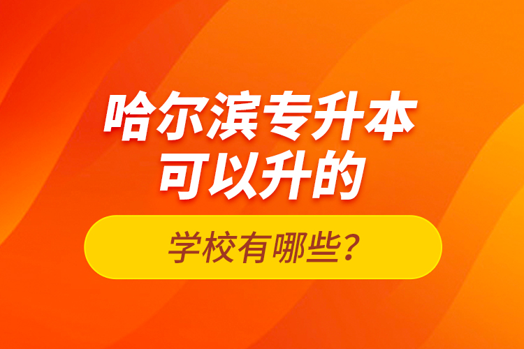 哈爾濱專升本可以升的學(xué)校有哪些？
