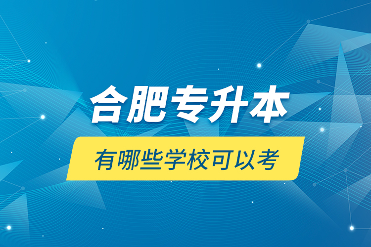 合肥專升本有哪些學(xué)?？梢钥?？