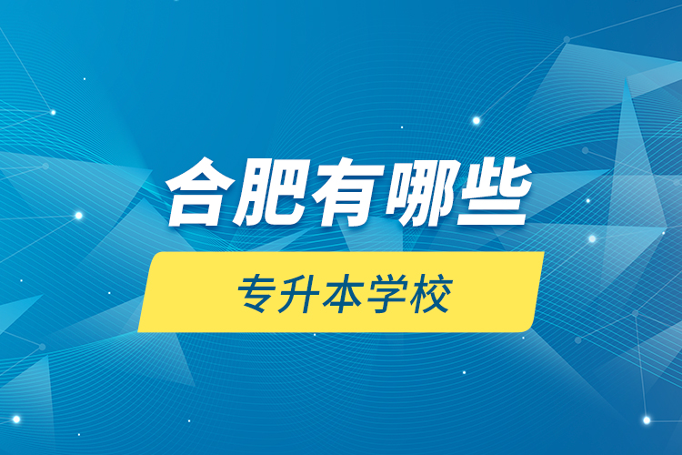 合肥有哪些專升本學(xué)校？