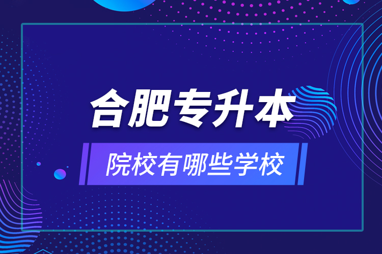合肥專升本院校有哪些學(xué)校？